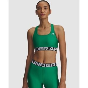 NWT Under Armour HeatGear® Armour Mid Branded Sports Bra, Size Small In Green